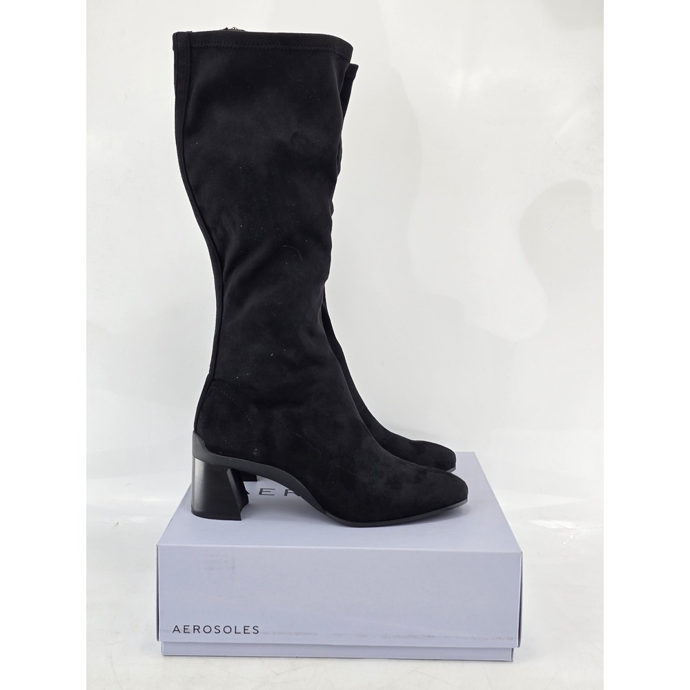 Aerosoles Centola St Fx Tall Boots Womens 11W Black Suede Block Heel - New